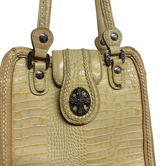 M.C. Yellow Croc Leather Shoulder Bag - Picture 2 of 10